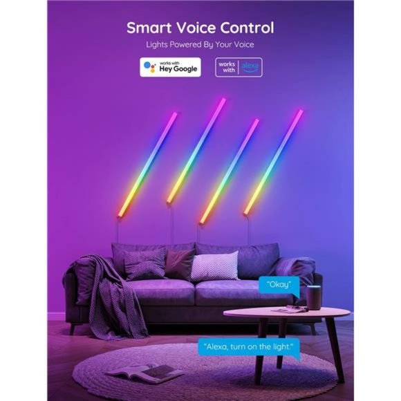 Glide LED Wall Lights, RGBIC Wall Lights, Works with Alexa and Google Assistant - Picture 4 of 6